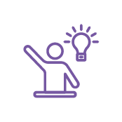 Icon of a person with a light bulb above his head representing one of the benefits of EDI research, which is "Innovative"